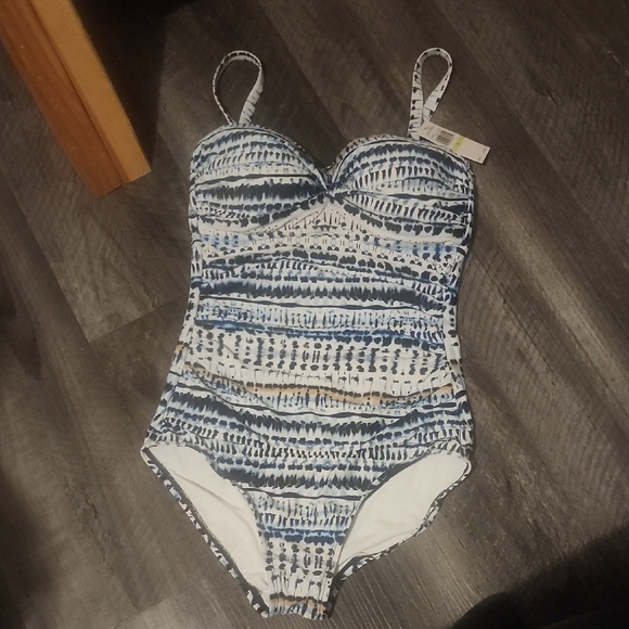 Jantzen Water Dunes Flora Bandeau One Piece Swimsuit Size 4 - Picture 3 of 5